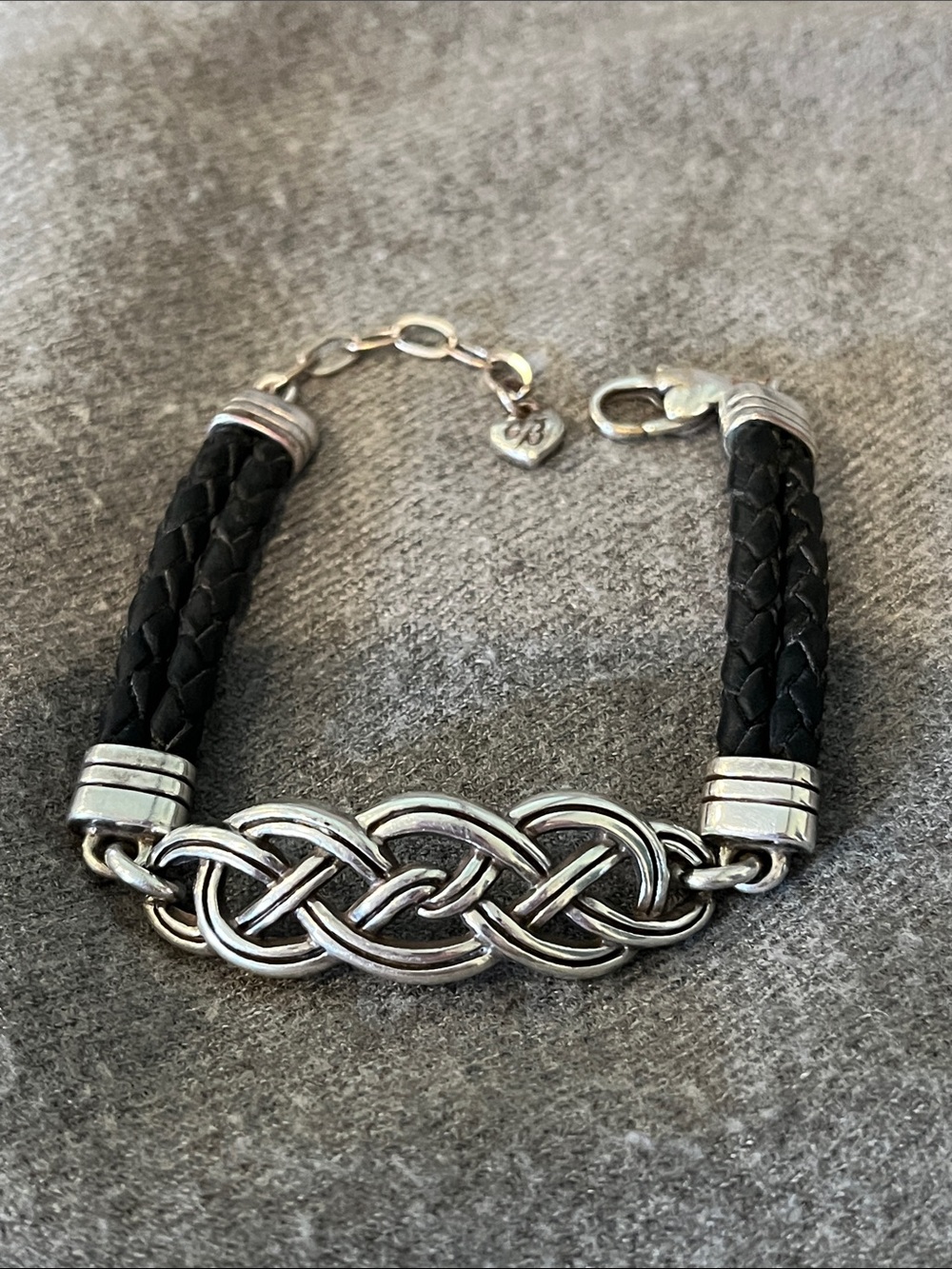 Brighton Celtic Interlocking Black Leather Bracelet-6.5to7.5